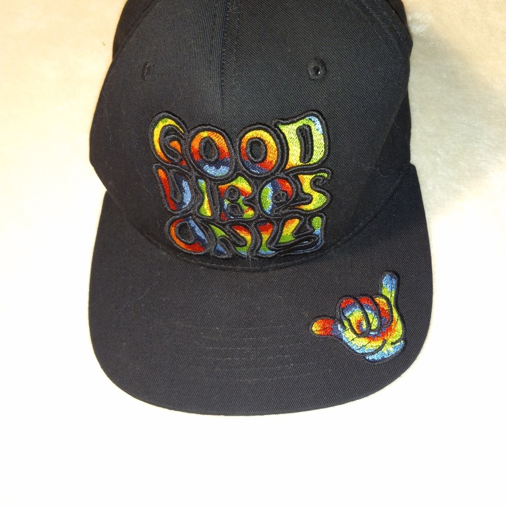 Good Vibes Only Top Level Hat Snapback Cap Black Adjustable HAND SIGN